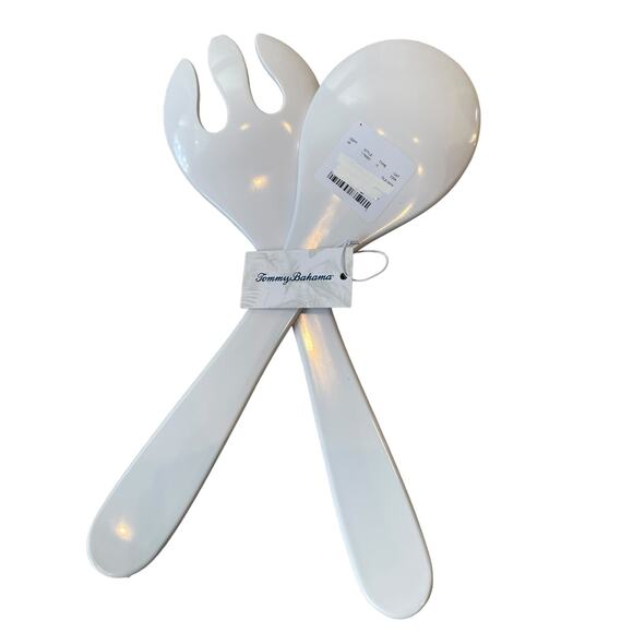 TOMMY BAHAMA Melamine Utensil Set Blue & White Salad Serving Spoon Fork NEW - Picture 2 of 8